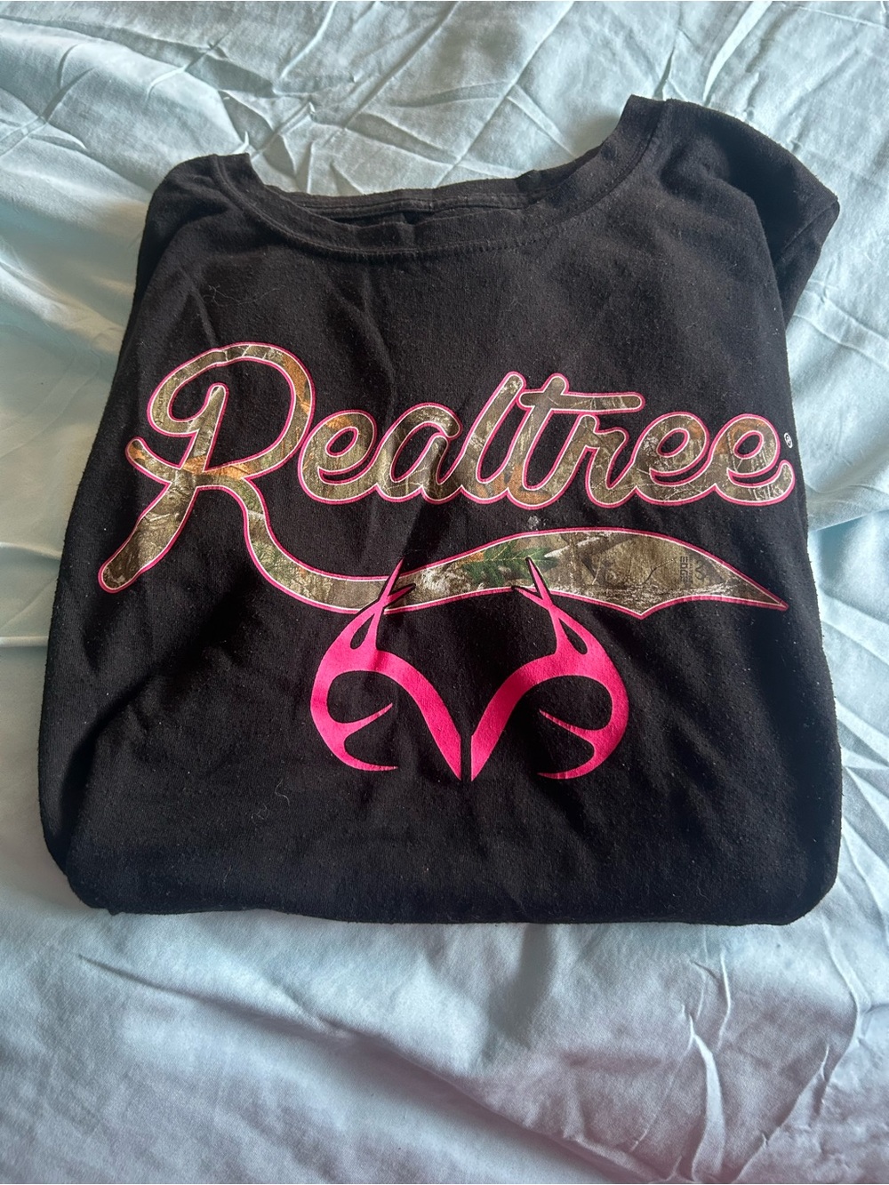 Realtree Black Tee with Pink and Camo Logo